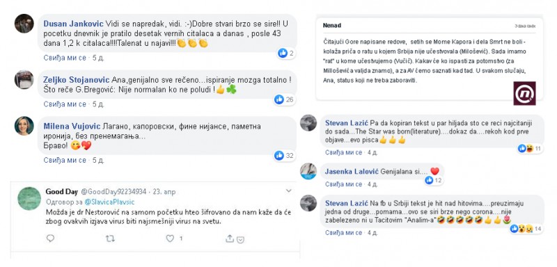 Kaporovski protiv Nestorovića i, naravno, Vučića: Komentari hejterske internet zajednice  na plagiranu genijalnost Ane Kapor